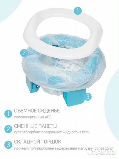 Горшок дорожный складной И насадка на унитаз