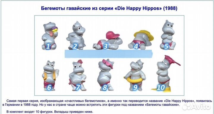 Коллекция Happy Hippos 1988