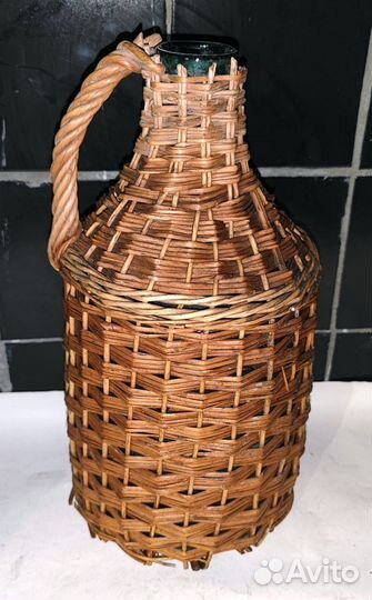 Кувшин плетеный СССР Стекло бутыль в оплетке лоза