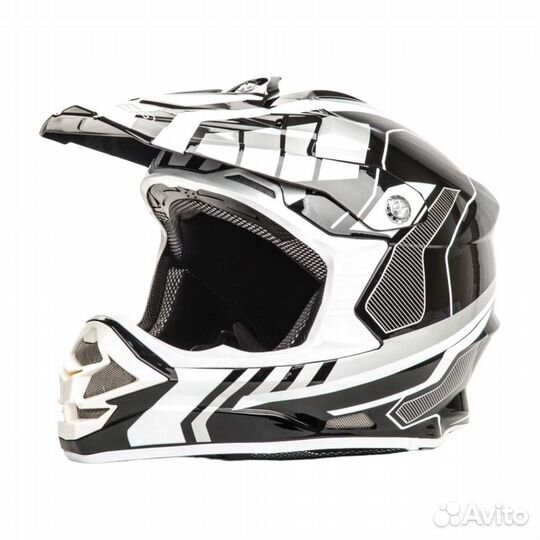 Мотошлем кроссовый hizer B6195 черно-белый