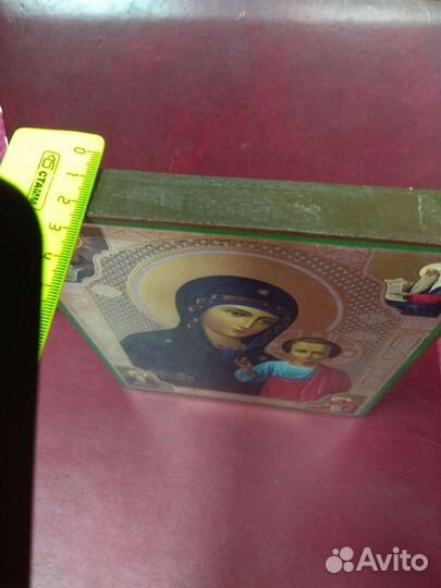 Икона Казанской божьей матери.Редкая Синий цвет