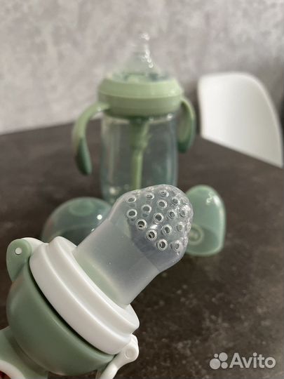 Бутылочка для кормления и ниблер happy baby
