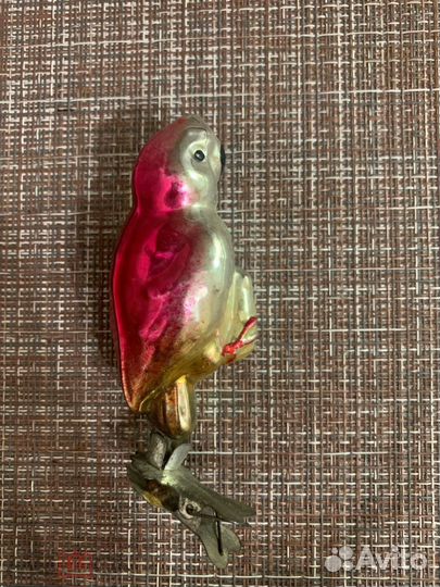 Ёлочная игрушка СССР. попугай С ватой
