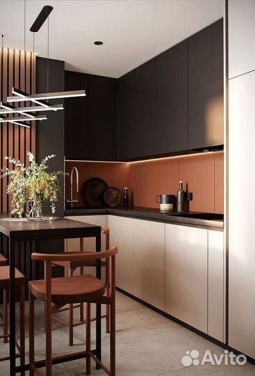 Угловая кухня с подсветкой