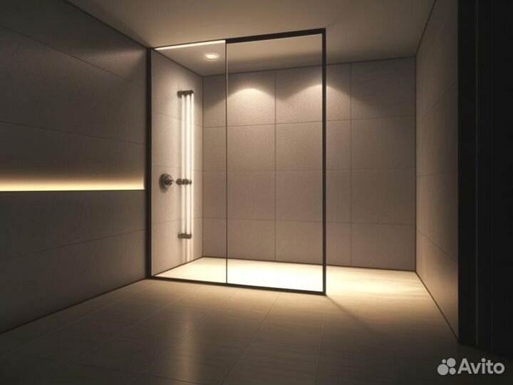 Душевые стеклянные ограждения с установкой