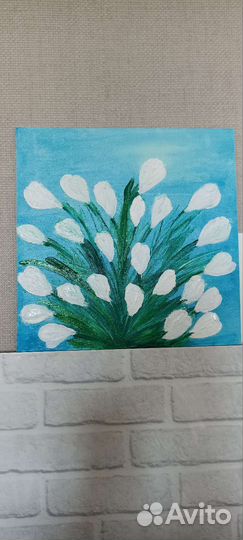 Подснежники, картина, масло, холст