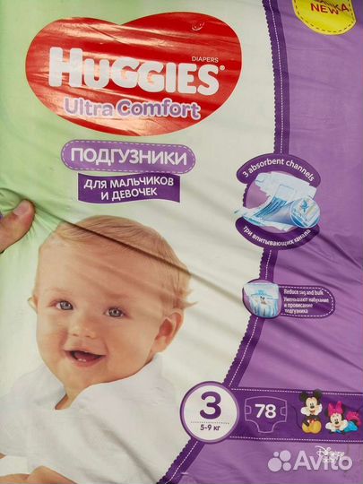 Подгузники huggies ultra comfort 3 78 шт