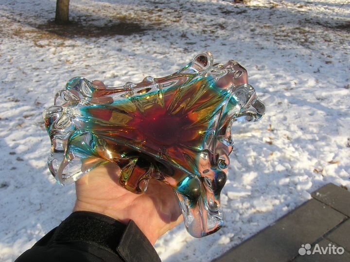 Ваза пепельница богемское стекло Чехия СССР