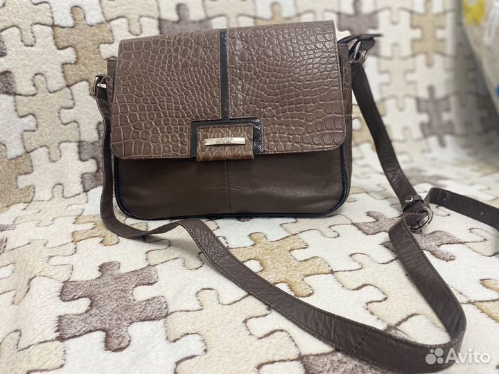 Сумка натуральная кожа коричневая Afina