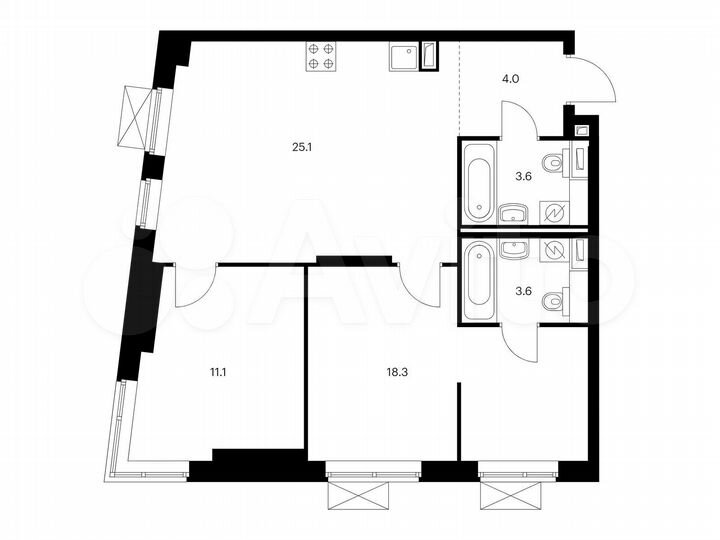 2-к. квартира, 65,7 м², 14/33 эт.