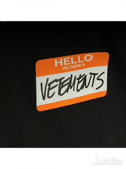 Футболка Vetements Hello my name is оверсайз