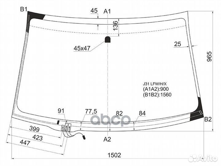 Стекло лобовое с обогревом щеток nissan teana 0