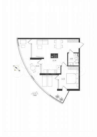 2-к. апартаменты, 72,3 м², 3/11 эт.