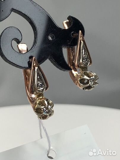 Серьги СССР с бриллиантами золото 585/3,57 гр