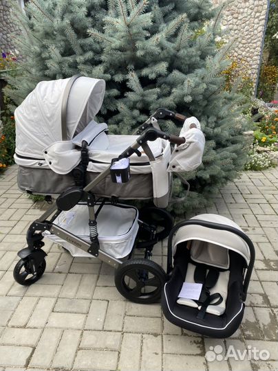 Коляска luxmom 2 в1 и 3 в1 серый kombi)