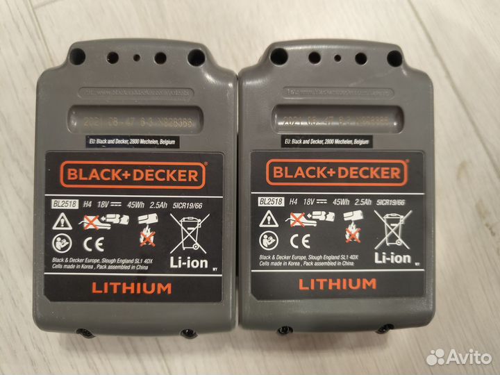 Black and Decker Аккумуляторы 18v 2.5Ah BL2518 2шт