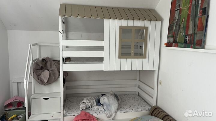 Детская кровать домик двухярусная 80 160