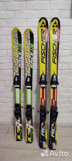 Горные лыжи fisher + палки р. 120, 130
