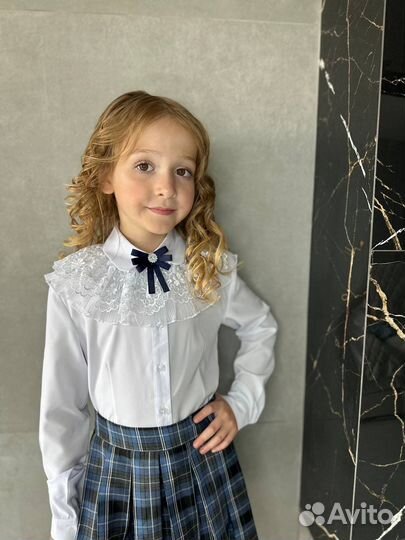 Блузка белая рубашка школьная детская