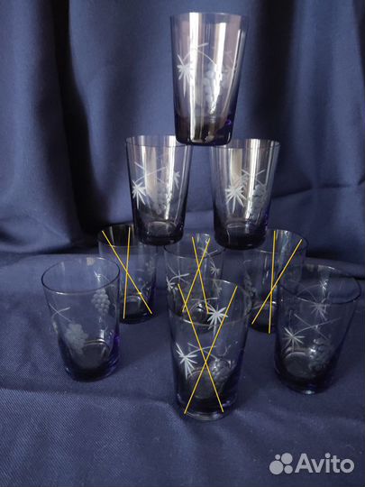 Стопки Рюмки Стаканчики Цветное стекло Винтаж СССР