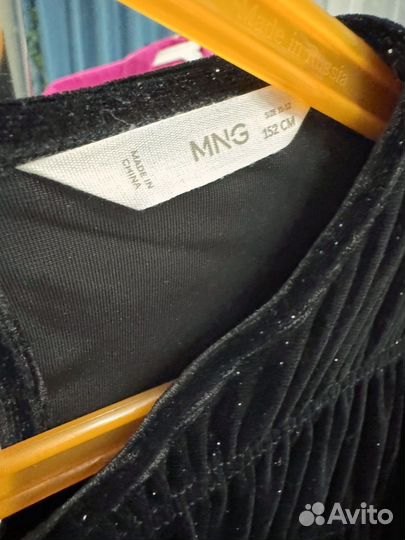 Черное бархатное платье mango kids р.152(146-152)