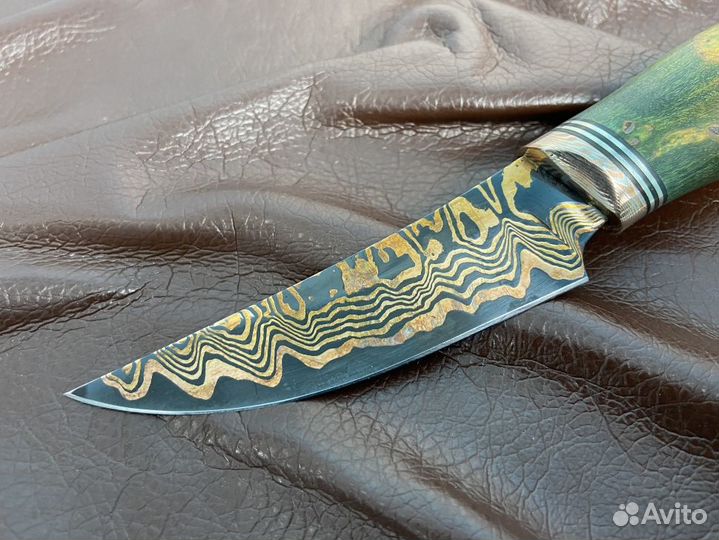 Нож Енисей дамаск ламинированный с воронением, ста