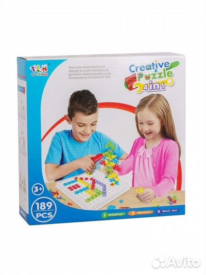Конструктор мозайка 4 в 1, 189 деталей