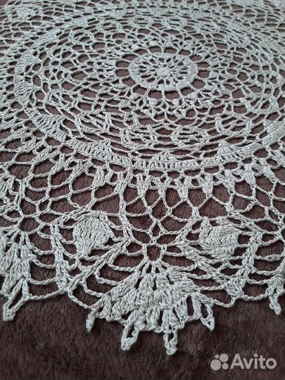 Салфетка, лен, кружево, ручная работа