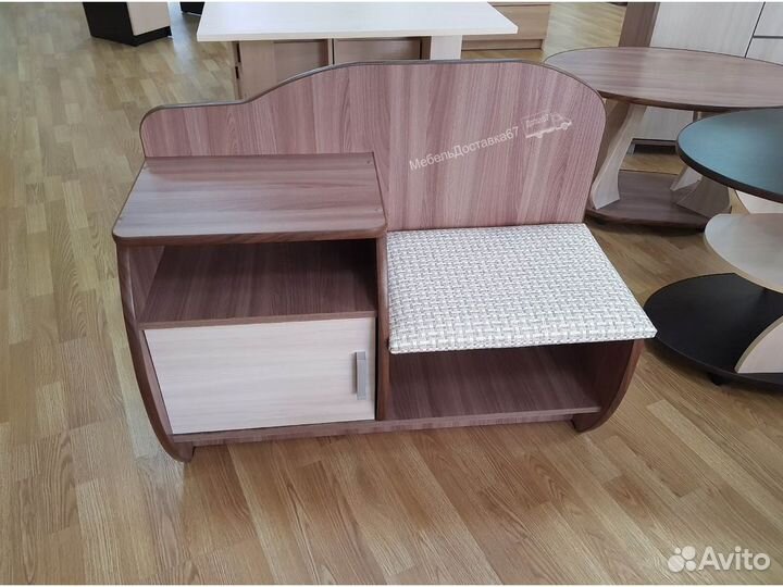 Обувница (скамья) №4 дуб молочный/венге, шинил