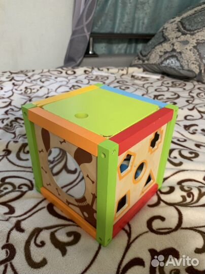Детский развивающий деревянный куб монтесорри