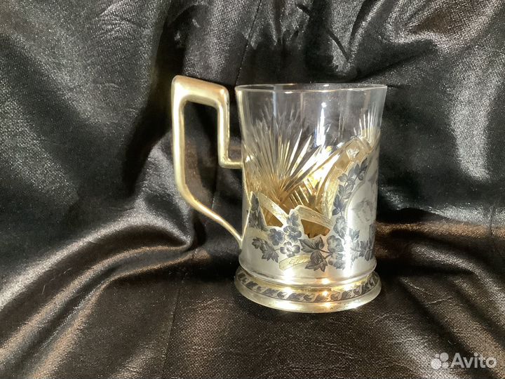 Подстаканник серебро СССР с изображением мид