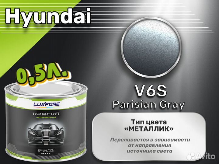 Краска Luxfore 0,5л. (Hyundai V6S Parisian Gray)