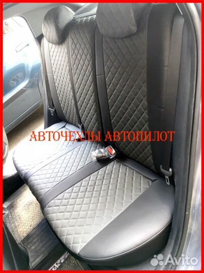 Чехлы Автопилот Kia Seltos из экокожи чёрно-серые