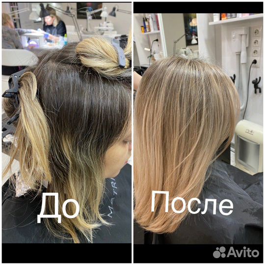 Окрашивание волос модели в салоне