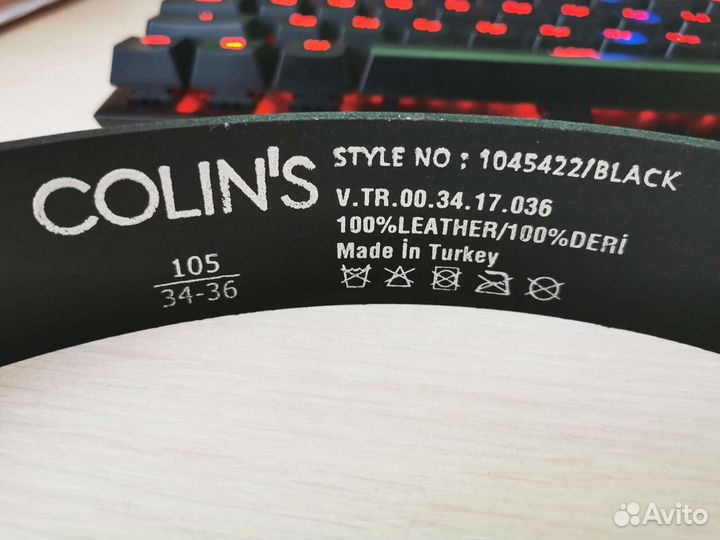 Ремень мужской кожаный Colin's, размер 105