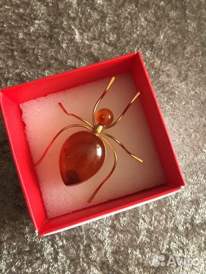 Брошь паук, муравей янтарь винтаж СССР, б/у