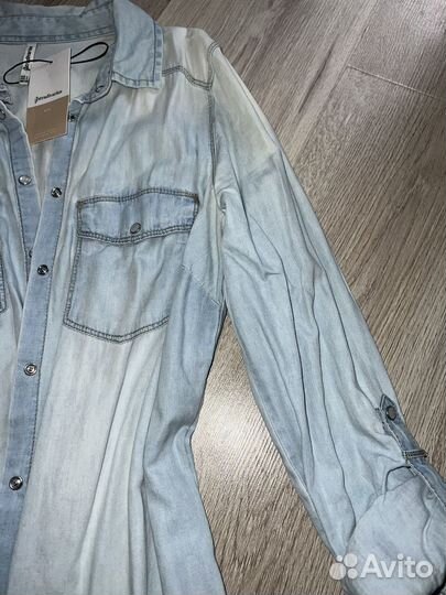 Джинсовая рубашка stradivarius женская