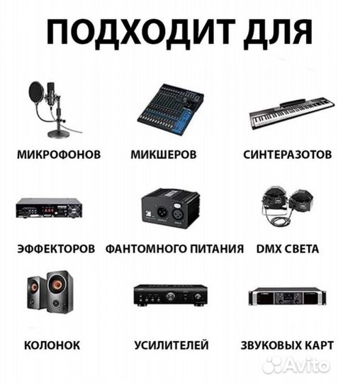 Кабель для микрофона XLR (M) - XLR (F) 5 метров