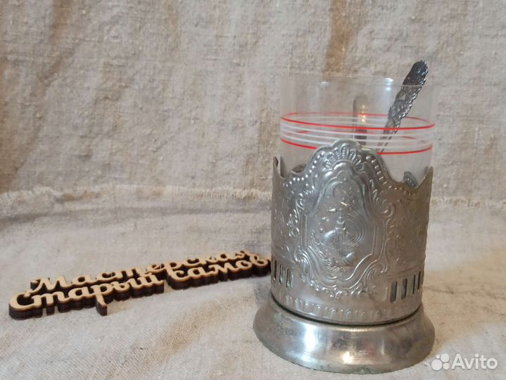 Подстаканник Космос со стаканом и ложкой