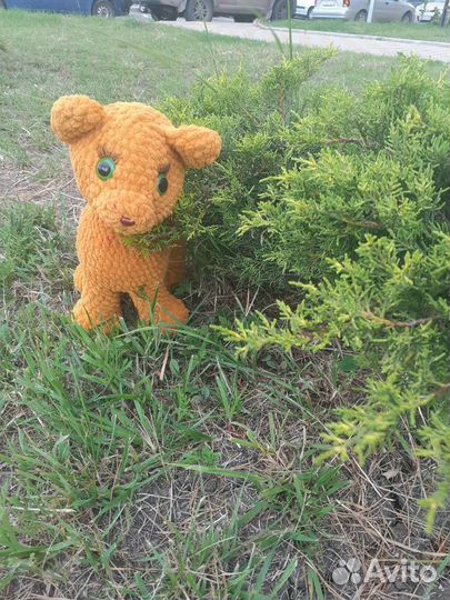 Вязаный котёнок, глазки на безопасном креплени