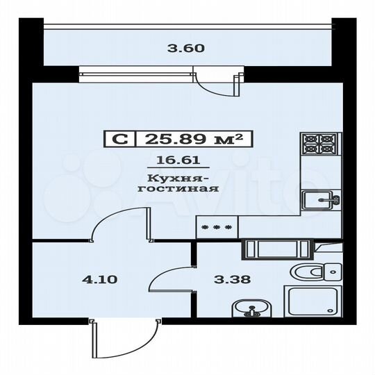 Квартира-студия, 25,9 м², 10/16 эт.