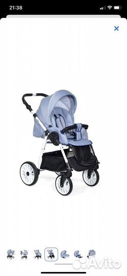 Коляска Indigo Alpina 2 в 1 Белая кожа