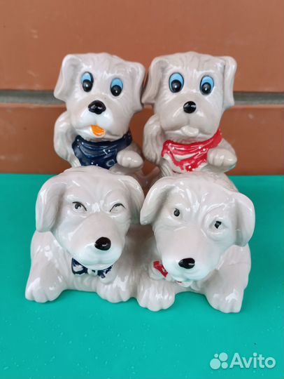 Фарфоровые статуэтки Собачки. Солонка и перечница