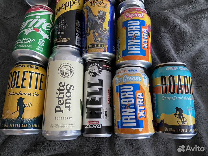 Пустые коллекционные банки из под напитков