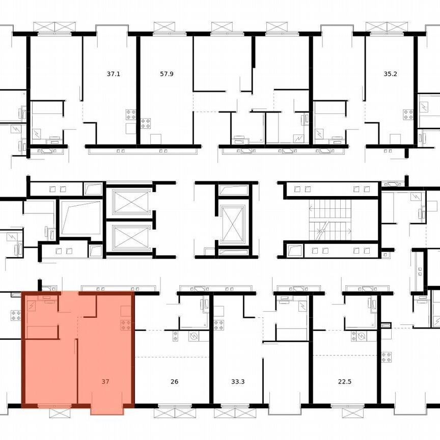 1-к. квартира, 37 м², 19/24 эт.