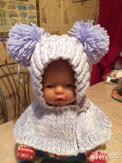 Вязаная шапка-шлем детская 46 (новая)