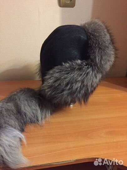 Шапка чернобурка + замша