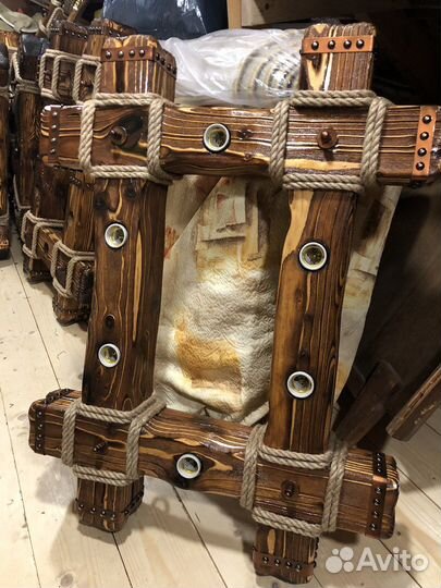 Люстра деревянная подвесная под старину