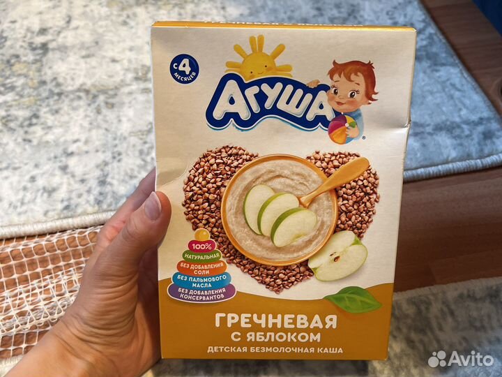 Агуша гречневая безмолочная каша с яблоком