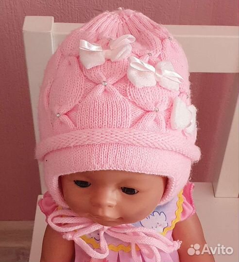 Шапочка демисез. д/дев. р-р 40, возр. от 3 до 6 м